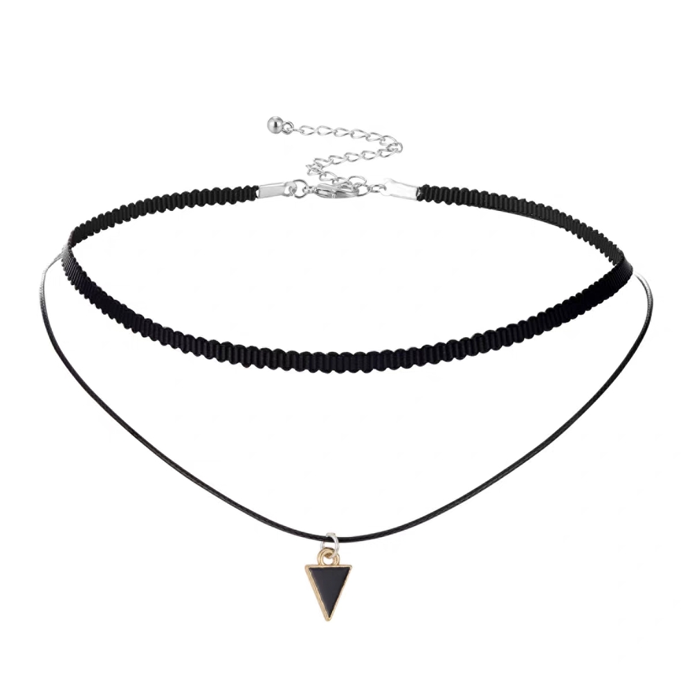 Geometric Triangle Layering Choker Necklace